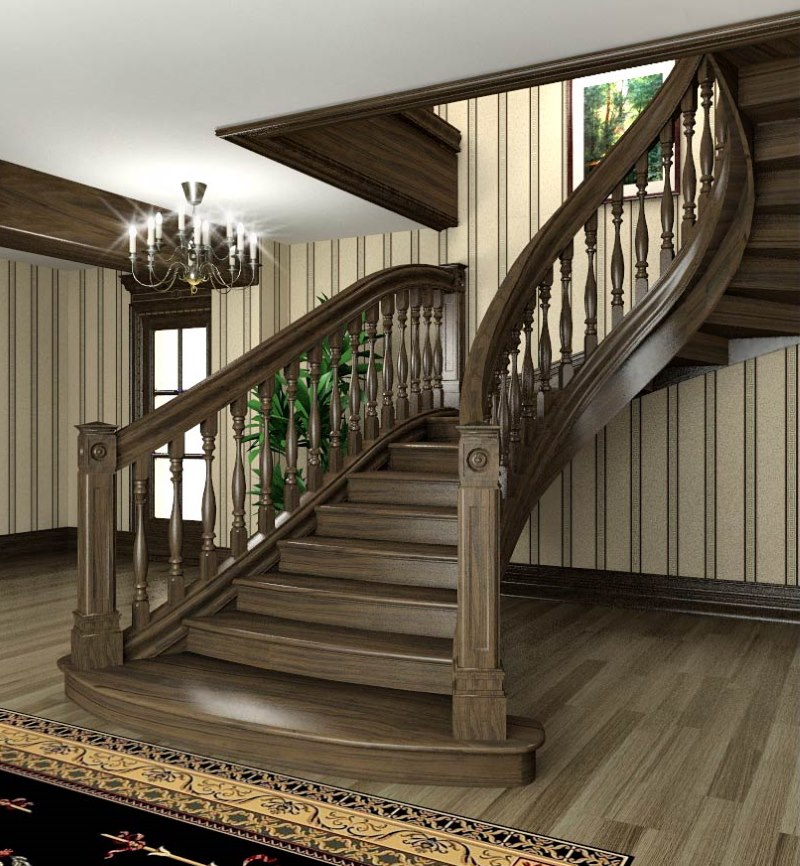 Escalier en bois au deuxième étage d'une maison privée
