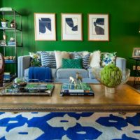 Colore verde nel design del soggiorno