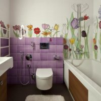 Gėlės vonios kambario interjere