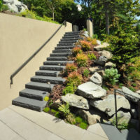 Garden staircase in landscaping