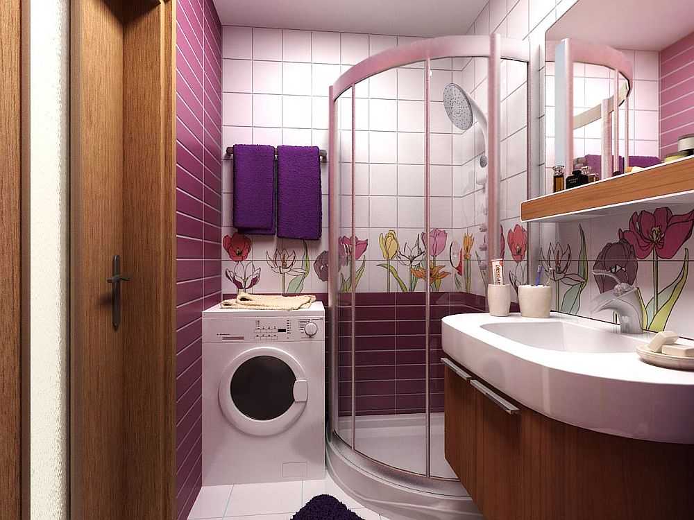 Dizajn male kupaonice s tušem i perilicom rublja