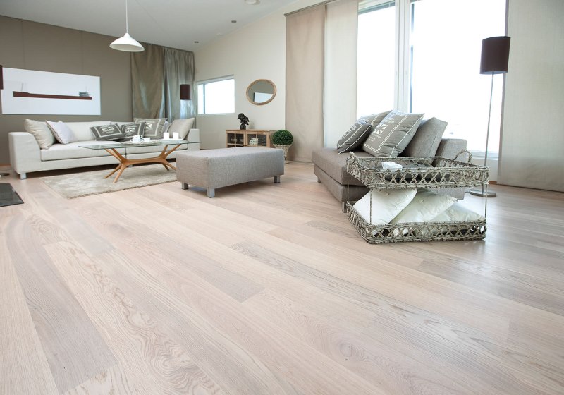 Light laminate in the interior of the living room of a country house