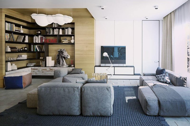 Zoning the living room space with a carpet