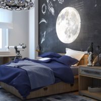 Lune sur la peinture murale dans la chambre