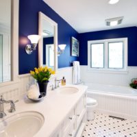 Colore blu all'interno del bagno
