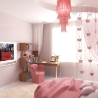 Sfumature di rosa nel design della camera da letto per la ragazza
