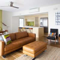 Brown furniture in a bright living room