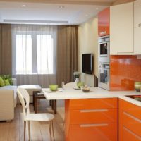 Set de cuisine aux façades orange