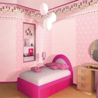 Miegamasis mergaitei rožiniais atspalviais