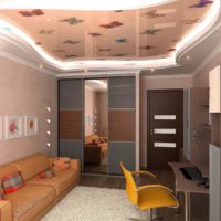 Дизайн проект на малка стая с опънат таван