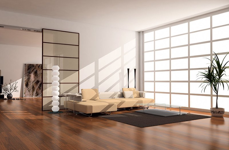L'intérieur d'un salon spacieux d'une maison privée dans le style du minimalisme
