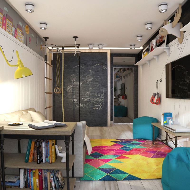 Lavagna in ardesia nel design di una stanza per un adolescente