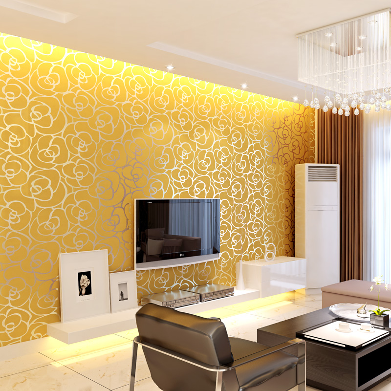 Salon dans un style moderne avec papier peint doré