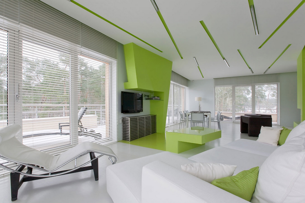 Vert dans un intérieur de style high-tech