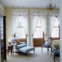 Lightweight tulle curtains in the living room