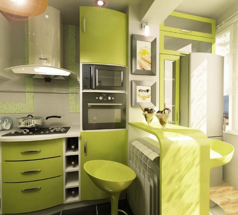 Cucina verde chiaro in stile moderno