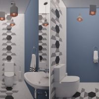 Conception de toilettes avec des murs bleus