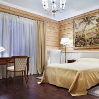 La chambre dans une maison en bois de style classique