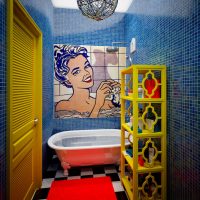 Pop art stiliaus vonios kambario dizainas