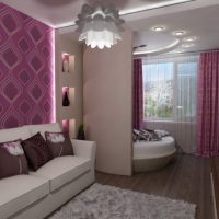 Design delle camere con tende viola
