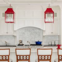 Two red lamps in vintage style