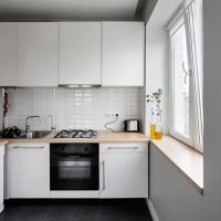 Interior of a small L-shaped kitchen