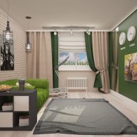 Green color in the design of the apartment