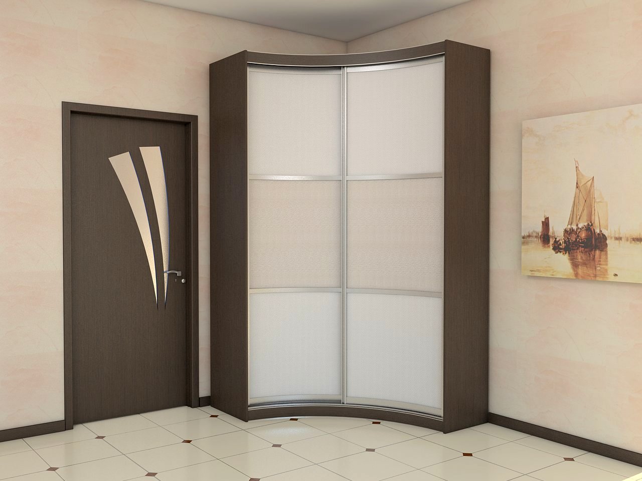 Dizajn hodnika s kutnom garderobom