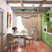 Green rustic kitchen set