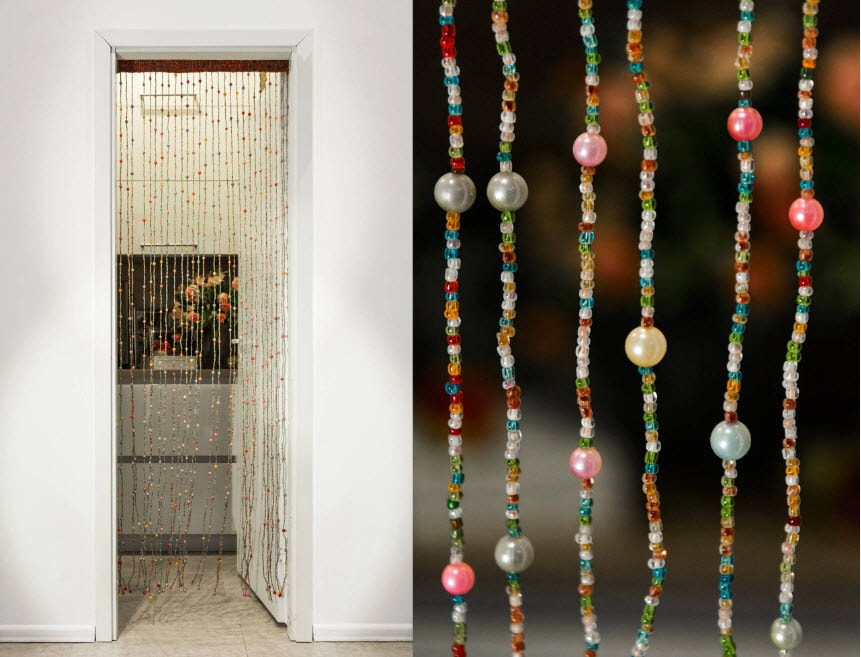 Décoration de porte avec des rideaux de perles faits maison