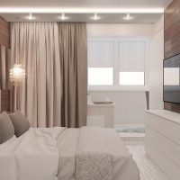 Camera da letto minimalista con balcone