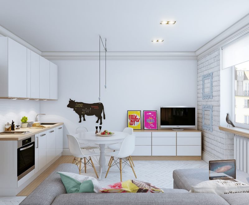 Scandinavian white living room design