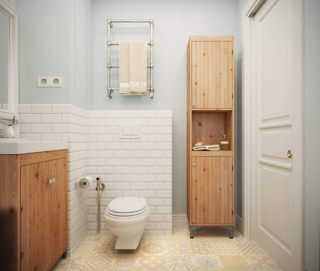 Интериор на тоалетната в скандинавски стил