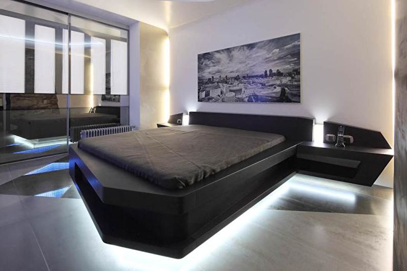 Chambre high tech avec lit noir