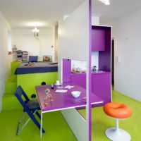 Room design with green floor
