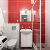 Red color in the design of the bathroom