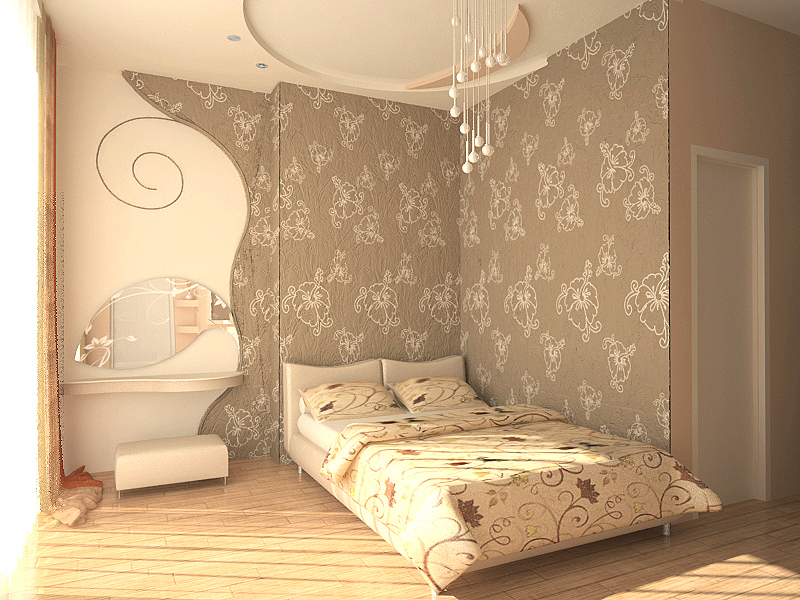 Chambre avec papier peint textile