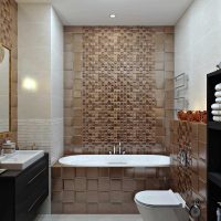 Carrelage brun sur le mur de la salle de bain