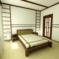 Murs blancs de la chambre à coucher de style oriental