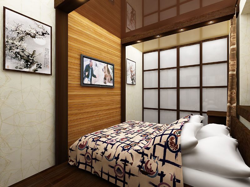 Japanese-style narrow bedroom interior
