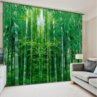 Bamboo forest with curtains in the living room
