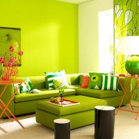 Design of a modern living room in green