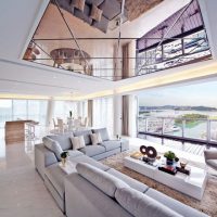 Living room interior with sea view