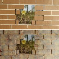 L'idée de décorer un mur sous une brique de carton