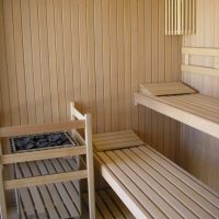Electric sauna in the steam room of the frame bath
