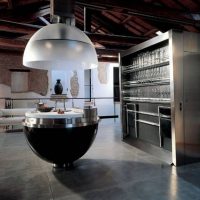 Futuristic island in the design of the kitchen