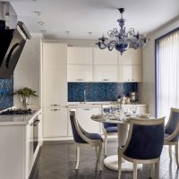 Blue color in the design of the kitchen space