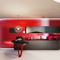 Cucina rossa minimalista