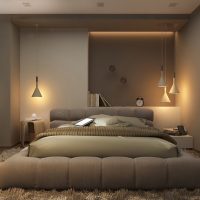 Stylish design of the bedroom in gray shades