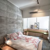 Dizaina guļamistaba ar piestiprinātu balkonu